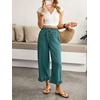 image:imagechouyatou Womens Ruffle Hem Capri Jeans Baggy Wide Leg Denim Palazzo PantsRetro Blue