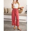 image:imagechouyatou Womens Ruffle Hem Capri Jeans Baggy Wide Leg Denim Palazzo PantsWatermelon Red