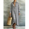 image:imagechouyatou Womens Plaid Loose Shirt Dress Long Sleeve Cotton Gingham DressBlack