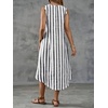 image:imagechouyatou Womens Vertical Striped Midi Long Dress Casual Loose Fit Tank Dress Boho High Low Party Beach SundressBlack