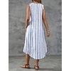 image:imagechouyatou Womens Vertical Striped Midi Long Dress Casual Loose Fit Tank Dress Boho High Low Party Beach SundressBlue