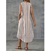 image:imagechouyatou Womens Vertical Striped Midi Long Dress Casual Loose Fit Tank Dress Boho High Low Party Beach SundressCoffee