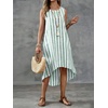 image:imagechouyatou Womens Vertical Striped Midi Long Dress Casual Loose Fit Tank Dress Boho High Low Party Beach SundressGreen
