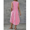 image:imagechouyatou Womens Vertical Striped Midi Long Dress Casual Loose Fit Tank Dress Boho High Low Party Beach SundressRed