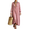 image:imagechouyatou Womens Plaid Loose Shirt Dress Long Sleeve Cotton Gingham DressRed