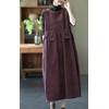 image:imagechouyatou Womens Fall Winter Sleeveless Corduroy Overall Dress Jumper Maxi Babydoll Tank Dress with PocketFuchsia