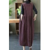 image:imagechouyatou Womens Fall Winter Sleeveless Corduroy Overall Dress Jumper Maxi Babydoll Tank Dress with PocketFuchsia