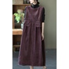 image:imagechouyatou Womens Fall Winter Sleeveless Corduroy Overall Dress Jumper Maxi Babydoll Tank Dress with PocketFuchsia