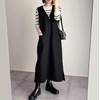 image:imagechouyatou Womens Fall Winter Sleeveless Wool Overall Dress Casual Business Maixi Pinafore Tank DressBlack