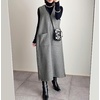 image:imagechouyatou Womens Fall Winter Sleeveless Wool Overall Dress Casual Business Maixi Pinafore Tank DressGrey
