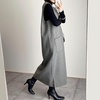 image:imagechouyatou Womens Fall Winter Sleeveless Wool Overall Dress Casual Business Maixi Pinafore Tank DressGrey