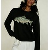 image:imagechouyatou Womens Fish Graphic Pattern Pullover Sweater Chunky Jumper TopsBlack