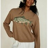 image:imagechouyatou Womens Fish Graphic Pattern Pullover Sweater Chunky Jumper TopsBrown