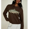 image:imagechouyatou Womens Fish Graphic Pattern Pullover Sweater Chunky Jumper TopsCoffee