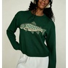 image:imagechouyatou Womens Fish Graphic Pattern Pullover Sweater Chunky Jumper TopsDark Green