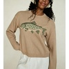 image:imagechouyatou Womens Fish Graphic Pattern Pullover Sweater Chunky Jumper TopsKhaki