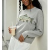 image:imagechouyatou Womens Fish Graphic Pattern Pullover Sweater Chunky Jumper TopsLight Gray