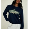 image:imagechouyatou Womens Fish Graphic Pattern Pullover Sweater Chunky Jumper TopsNavy