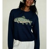 image:imagechouyatou Womens Fish Graphic Pattern Pullover Sweater Chunky Jumper TopsNavy