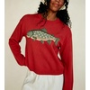 image:imagechouyatou Womens Fish Graphic Pattern Pullover Sweater Chunky Jumper TopsRed