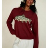 image:imagechouyatou Womens Fish Graphic Pattern Pullover Sweater Chunky Jumper TopsWine Red