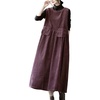 image:imagechouyatou Womens Fall Winter Sleeveless Corduroy Overall Dress Jumper Maxi Babydoll Tank Dress with PocketFuchsia