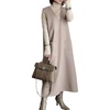 image:imagechouyatou Womens Fall Winter Sleeveless Wool Overall Dress Casual Business Maixi Pinafore Tank DressApricot