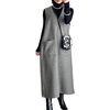 image:imagechouyatou Womens Fall Winter Sleeveless Wool Overall Dress Casual Business Maixi Pinafore Tank DressGrey