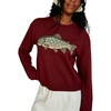 image:imagechouyatou Womens Fish Graphic Pattern Pullover Sweater Chunky Jumper TopsWine Red
