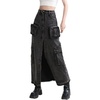 image:imagechouyatou Womens Front Split Cargo Jean Skirt Y2K High Waist Long Denim Skirt Streetwear with PocketsBlack