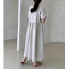 image:imagechouyatou Womens Cotton Striped Shirt Dress Button Up Short Sleeve Midi Long Shift Dress with PocketsGray