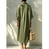 image:imagechouyatou Womens Denim Shirt Dress Button Down Loose Jean Midi Long DressArmy Green