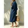 image:imagechouyatou Womens Denim Shirt Dress Button Down Loose Jean Midi Long DressDark Blue