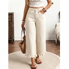 image:imagechouyatou Womens Ruffle Wide Leg Jeans Baggy Cropped Denim Palazzo PantsBeige White