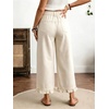 image:imagechouyatou Womens Ruffle Wide Leg Jeans Baggy Cropped Denim Palazzo PantsBeige White