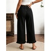 image:imagechouyatou Womens Ruffle Wide Leg Jeans Baggy Cropped Denim Palazzo PantsBlack