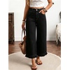image:imagechouyatou Womens Ruffle Wide Leg Jeans Baggy Cropped Denim Palazzo PantsBlack