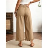 image:imagechouyatou Womens Ruffle Wide Leg Jeans Baggy Cropped Denim Palazzo PantsKhaki