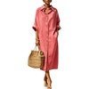 image:imagechouyatou Womens Denim Shirt Dress Button Down Loose Jean Midi Long DressWatermelon Red