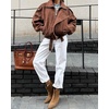 image:imagechouyatou Womens Fall Boyfriend Faux Suede Leather Jacket Casual Motorcycle Leather Jacket Winter CoatBrown