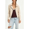 image:imagechouyatou Womens Fall Star Patchwork Zip Up Motorcycle Faux Leather JacketBeige
