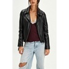 image:imagechouyatou Womens Fall Star Patchwork Zip Up Motorcycle Faux Leather JacketBlack