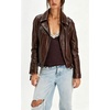 image:imagechouyatou Womens Fall Star Patchwork Zip Up Motorcycle Faux Leather JacketBrown