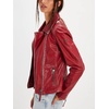 image:imagechouyatou Womens Fall Star Patchwork Zip Up Motorcycle Faux Leather JacketRed