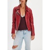 image:imagechouyatou Womens Fall Star Patchwork Zip Up Motorcycle Faux Leather JacketRed