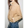 image:imagechouyatou Womens Lace Trim Faux Suede Jacket Button Down Short Trench CoatKhaki