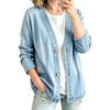image:imagechouyatou Womens Denim Button Down Cardigan Jacket Loose Casual Jean CoatLight Blue