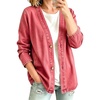 image:imagechouyatou Womens Denim Button Down Cardigan Jacket Loose Casual Jean CoatWatermelon Red