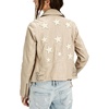 image:imagechouyatou Womens Fall Star Patchwork Zip Up Motorcycle Faux Leather JacketBeige