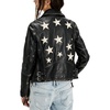 image:imagechouyatou Womens Fall Star Patchwork Zip Up Motorcycle Faux Leather JacketBlack